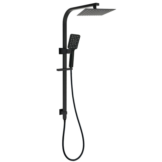 Matt Black Square 2in1 Shower Set 8" Rain Head 3 Modes Handheld Silde Rail Arm V1233-C7121SBHS002M4CBKSS108B
