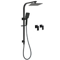 Matt Black Square Twin Shower Set 8" Rain Head 3 Modes Handheld Silde Rail Arm + Taps V1233-C7121SBHS002M4CBKSS108BCPF0272BK