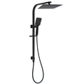 WELS Matt Black Dual Shower Set 10" Square Rain Head Handheld Silde Rail Arm Kit V1233-C7121SBHS002M4CBKSS110B