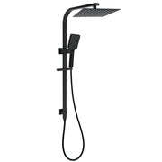 WELS Matt Black Dual Shower Set 10" Square Rain Head Handheld Silde Rail Arm Kit V1233-C7121SBHS002M4CBKSS110B