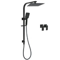 WELS Matt Black 2in1 Shower Set 10" Square Rain Head Handheld Silde Rail Arm Twin Taps V1233-C7121SBHS002M4CBKSS110BCPF0272BK
