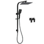 WELS Matt Black 2in1 Shower Set 10" Square Rain Head Handheld Silde Rail Arm Twin Taps V1233-C7121SBHS002M4CBKSS110BCPF0272BK