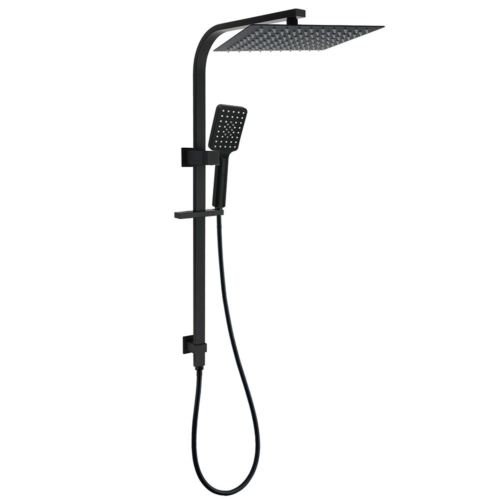 2in1 Shower Set Matt Black 12" Rainfall Head 3 Modes Handheld Silding Rail Combo V1233-C7121SBHS002M4CBKSS112B