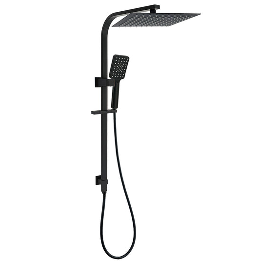 2in1 Shower Set Matt Black 12" Rainfall Head 3 Modes Handheld Silding Rail Combo V1233-C7121SBHS002M4CBKSS112B