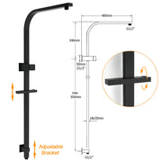 2in1 Shower Set Matt Black 12" Rainfall Head 3 Modes Handheld Silding Rail Combo V1233-C7121SBHS002M4CBKSS112B