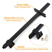 2in1 Shower Set Matt Black 12" Rainfall Head 3 Modes Handheld Silding Rail Combo V1233-C7121SBHS002M4CBKSS112B