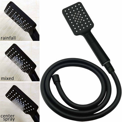 2in1 Shower Set Matt Black 12" Rainfall Head 3 Modes Handheld Silding Rail Combo V1233-C7121SBHS002M4CBKSS112B