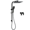 Dual Shower Set Matt Black 12" Rainfall Head 3 Modes Handheld Silding Rail Combo Double Taps V1233-C7121SBHS002M4CBKSS112BCPF0272BK