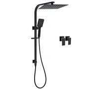 Dual Shower Set Matt Black 12" Rainfall Head 3 Modes Handheld Silding Rail Combo Double Taps V1233-C7121SBHS002M4CBKSS112BCPF0272BK