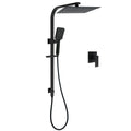 Dual Shower Set Matt Black 12" Rainfall Head 3 Modes Handheld Silding Rail Combo Mixer V1233-C7121SBHS002M4CBKSS112BKSQ201B
