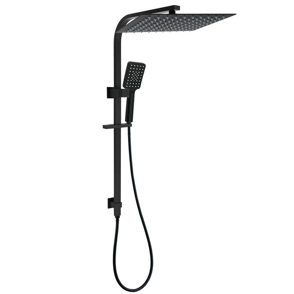 WELS Twin Shower Set Matt Black Large 16" Rainfall Head 3 Modes Handheld Silding Rail Combo V1233-C7121SBHS002M4CBKSS116B