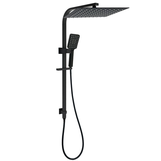 WELS Twin Shower Set Matt Black Large 16" Rainfall Head 3 Modes Handheld Silding Rail Combo V1233-C7121SBHS002M4CBKSS116B