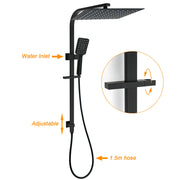WELS Twin Shower Set Matt Black Large 16" Rainfall Head 3 Modes Handheld Silding Rail Combo V1233-C7121SBHS002M4CBKSS116B