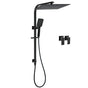 Matt Black Dual Shower Set 16" Rainfall Head 3 Modes Handheld Silding Rail Combo Twin Taps V1233-C7121SBHS002M4CBKSS116BCPF0272BK