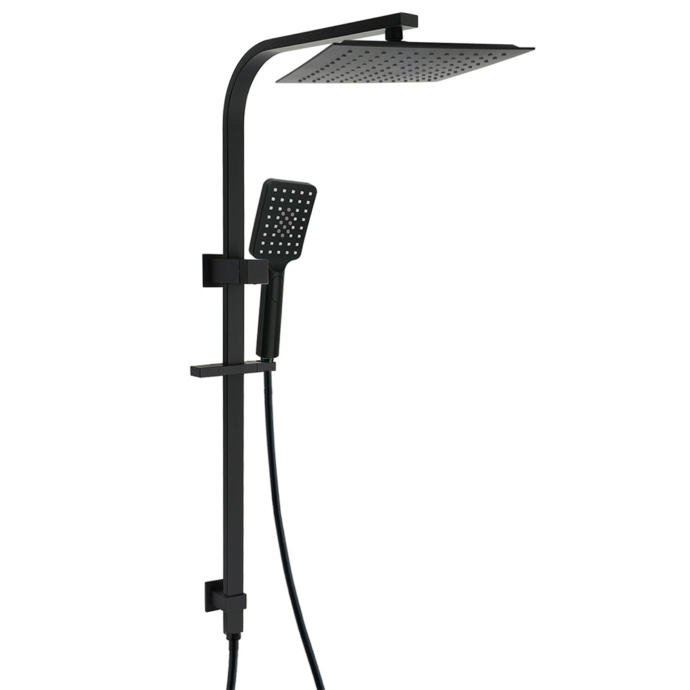 Matt Black Square 2in1 Shower 10" Rain Head 3 Modes Handheld Silde Rail Arm Set V1233-C7121SBHS002M4CBSS1001B