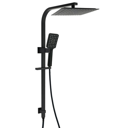 Matt Black Square 2in1 Shower 10" Rain Head 3 Modes Handheld Silde Rail Arm Set V1233-C7121SBHS002M4CBSS1001B