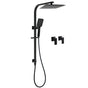 Matt Black Square Twin Shower 10" Rain Head 3 Modes Handheld Silde Rail Arm Taps Set V1233-C7121SBHS002M4CBSS1001BCPF0272BK