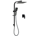 Matt Black Square Twin Shower 10" Rain Head 3 Modes Handheld Silde Rail Arm Mixer Set V1233-C7121SBHS002M4CBSS1001BKSQ201B