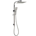 Gun Metal Double Square Shower Head Set 10" Rain Handheld Sliding Rail Diverter V1233-C7121SGMHS002M4CGMKSS110GM