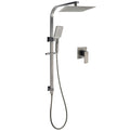 WELS Gun Metal Double Square Shower Head Set 10" Rain Handheld Sliding Rail Diverter Wall Mixer V1233-C7121SGMHS002M4CGMKSS110GMKSQ201GM