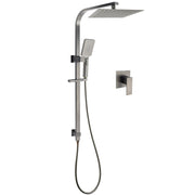 WELS Gun Metal Double Square Shower Head Set 10" Rain Handheld Sliding Rail Diverter Wall Mixer V1233-C7121SGMHS002M4CGMKSS110GMKSQ201GM