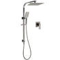 WELS Gun Metal Double Square Shower Head Set 10" Rain Handheld Sliding Rail Diverter Wall Mixer V1233-C7121SGMHS002M4CGMKSS110GMKSQ201GM