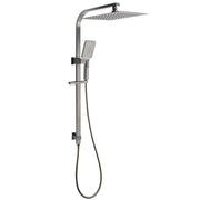 WELS Gun Metal Double Square Shower Head Set 12" Rain Handheld Sliding Rail 2 Way Switch V1233-C7121SGMHS002M4CGMKSS112GM