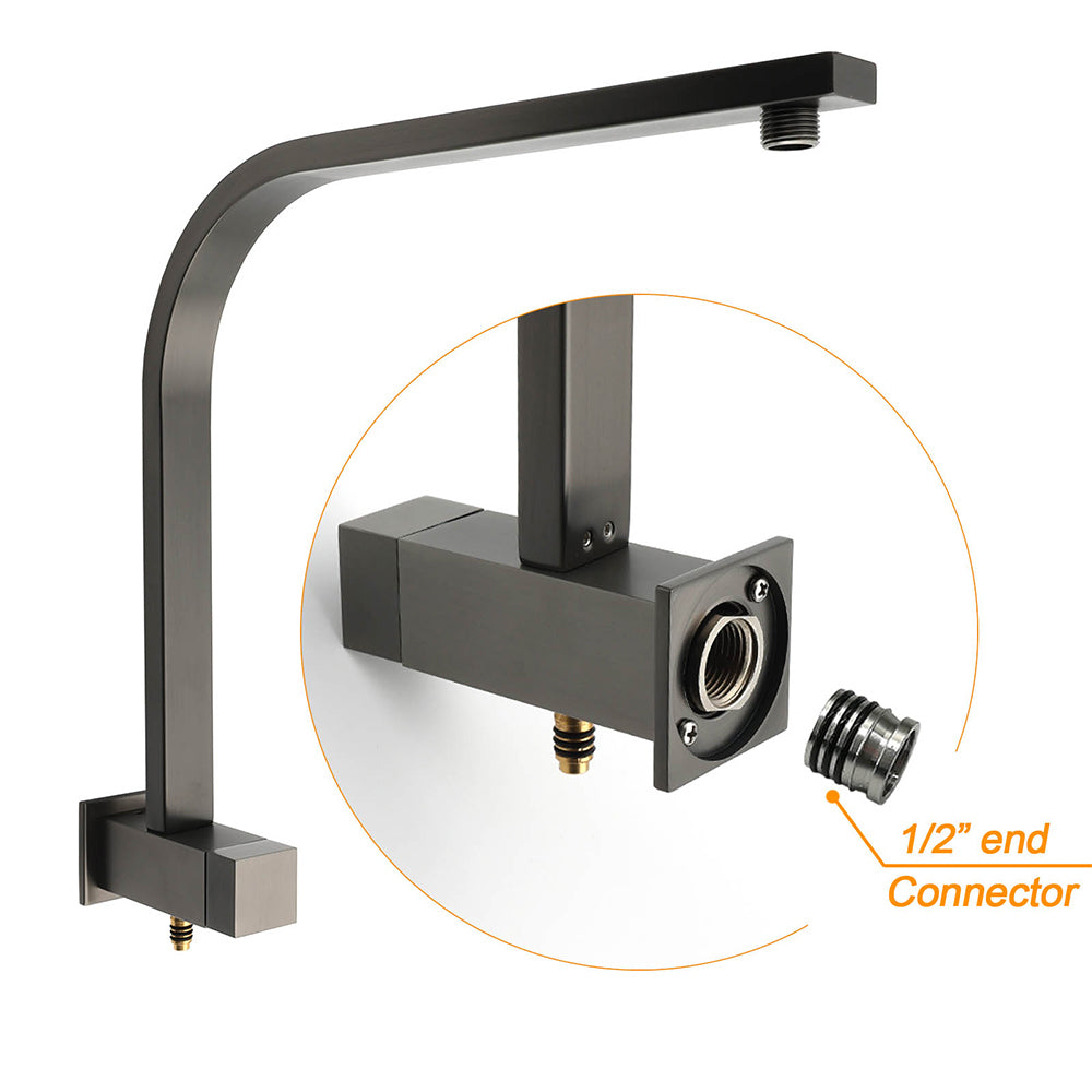 WELS Gun Metal Double Square Shower Head Set 12" Rain Handheld Sliding Rail 2 Way Switch V1233-C7121SGMHS002M4CGMKSS112GM