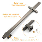 WELS Gun Metal Double Square Shower Head Set 12" Rain Handheld Sliding Rail 2 Way Switch V1233-C7121SGMHS002M4CGMKSS112GM