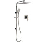 WELS Gun Metal Twin Shower Head Square Set 12" Rain Handheld Sliding Rail Diverter Wall Mixer V1233-C7121SGMHS002M4CGMKSS112GMKSQ201GM