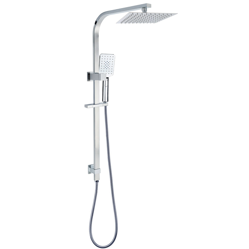 WELS Twin Square Shower Set 8" Rain Shower Head 3 Function Handheld Rail Arm Combo V1233-C7121SHS002M4CKSS108
