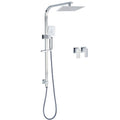 Chrome Twin Square Shower Set 8" Rain Shower Head 3 Function Handheld Rail Arm Taps V1233-C7121SHS002M4CKSS108CPF0272A
