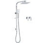 Chrome Twin Square Shower Set 8" Rain Shower Head 3 Function Handheld Rail Arm Taps V1233-C7121SHS002M4CKSS108CPF0272A