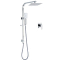 Chrome Twin Square Shower Set 8" Rain Shower Head 3 Function Handheld Rail Arm Mixer V1233-C7121SHS002M4CKSS108KSQ201CR
