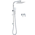 WELS Chrome 8" Twin Square Shower Set Rain Head 3 Modes Handheld Sliding Rail + Taps V1233-C7121SHS002M4CKSS110CPF0272A