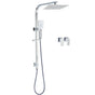 WELS Chrome 8" Twin Square Shower Set Rain Head 3 Modes Handheld Sliding Rail + Taps V1233-C7121SHS002M4CKSS110CPF0272A