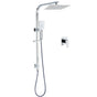 WELS Chrome 8" Twin Square Shower Set Rain Head 3 Modes Handheld Sliding Rail + Mixer V1233-C7121SHS002M4CKSS110KSQ201CR