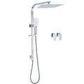 Chrome Twin Square Shower Set 12" Rain Shower Head 3 Function Handheld Rail Arm Taps V1233-C7121SHS002M4CKSS112CPF0272A