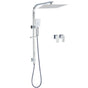 Chrome Twin Square Shower Set 12" Rain Shower Head 3 Function Handheld Rail Arm Taps V1233-C7121SHS002M4CKSS112CPF0272A