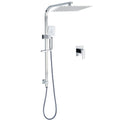 Chrome Dual Square Shower Set 12" Rain Shower Head 3 Function Handheld Rail Arm Mixer V1233-C7121SHS002M4CKSS112KSQ201CR
