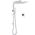Chrome Dual Square Shower Set 16" Rain Shower Head 3 Function Handheld Rail Arm Mixer V1233-C7121SHS002M4CKSS116KSQ201CR