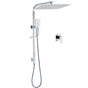 Chrome Dual Square Shower Set 16" Rain Shower Head 3 Function Handheld Rail Arm Mixer V1233-C7121SHS002M4CKSS116KSQ201CR