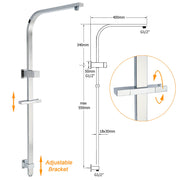 WELS 2 in 1 Square Shower Head Set 10" Rain Handheld Sliding Rail Arm Wall Double Taps V1233-C7121SHS002M4CSS1001CPF0272A