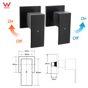 Matt Black Brass 1/4 Turn Round Hot Cold Tap Wall Set For Shower Vanity Spout V1233-CPF0272ABK