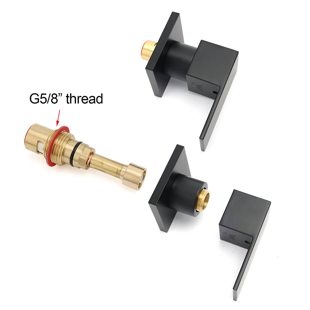 Matt Black Brass 1/4 Turn Round Hot Cold Tap Wall Set For Shower Vanity Spout V1233-CPF0272ABK
