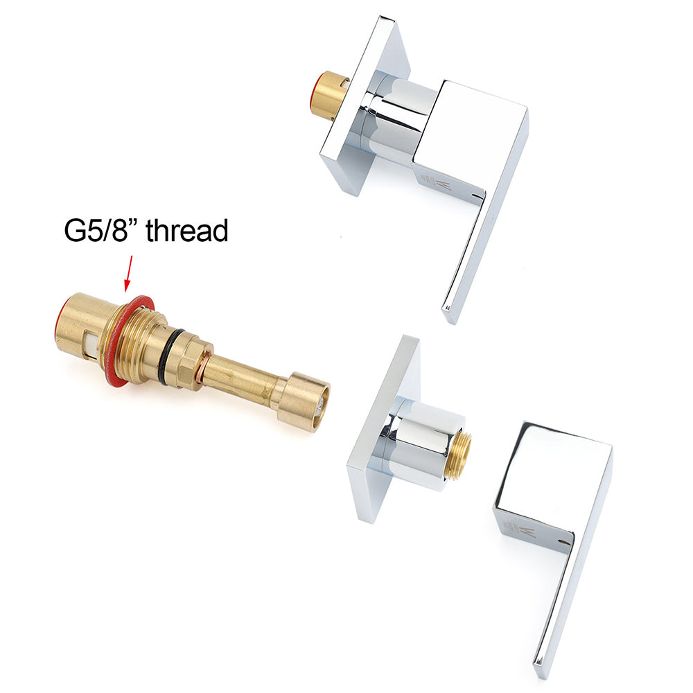 Watermark Chrome Square 1/4 Turn Wall Twin Taps Brass For Shower Head Vanity Basin Spout V1233-CPF0272ACR