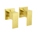 Brushed Gold Square 1/4 Turn Twin Taps Brass For Shower Head Wall Mounted Spout V1233-CPF0272AG