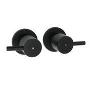 Watermark Black 1/4 Turn Twin Shower Taps Hot Cold Round Set Bath Vanity Mixer V1233-CPF0282ABK