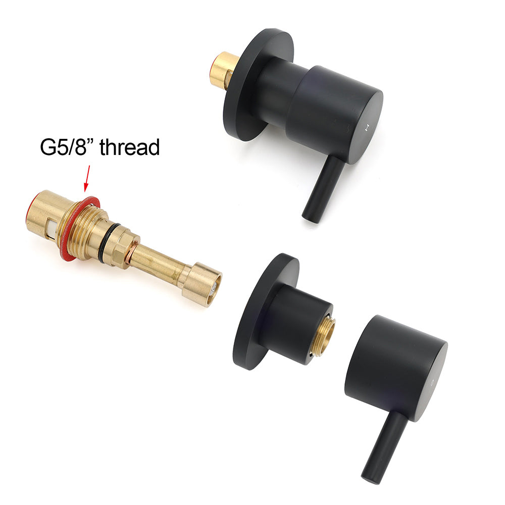 Watermark Black 1/4 Turn Twin Shower Taps Hot Cold Round Set Bath Vanity Mixer V1233-CPF0282ABK