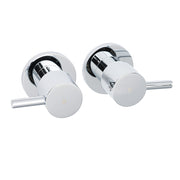 Chrome Brass 1/4 Turn Round Hot Cold Tap Pair Wall Set For Bathroom Shower Vanity Spout V1233-CPF0282ACR